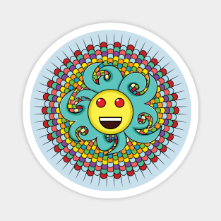 Rainbow Sun cheerful and colorful design Magnet